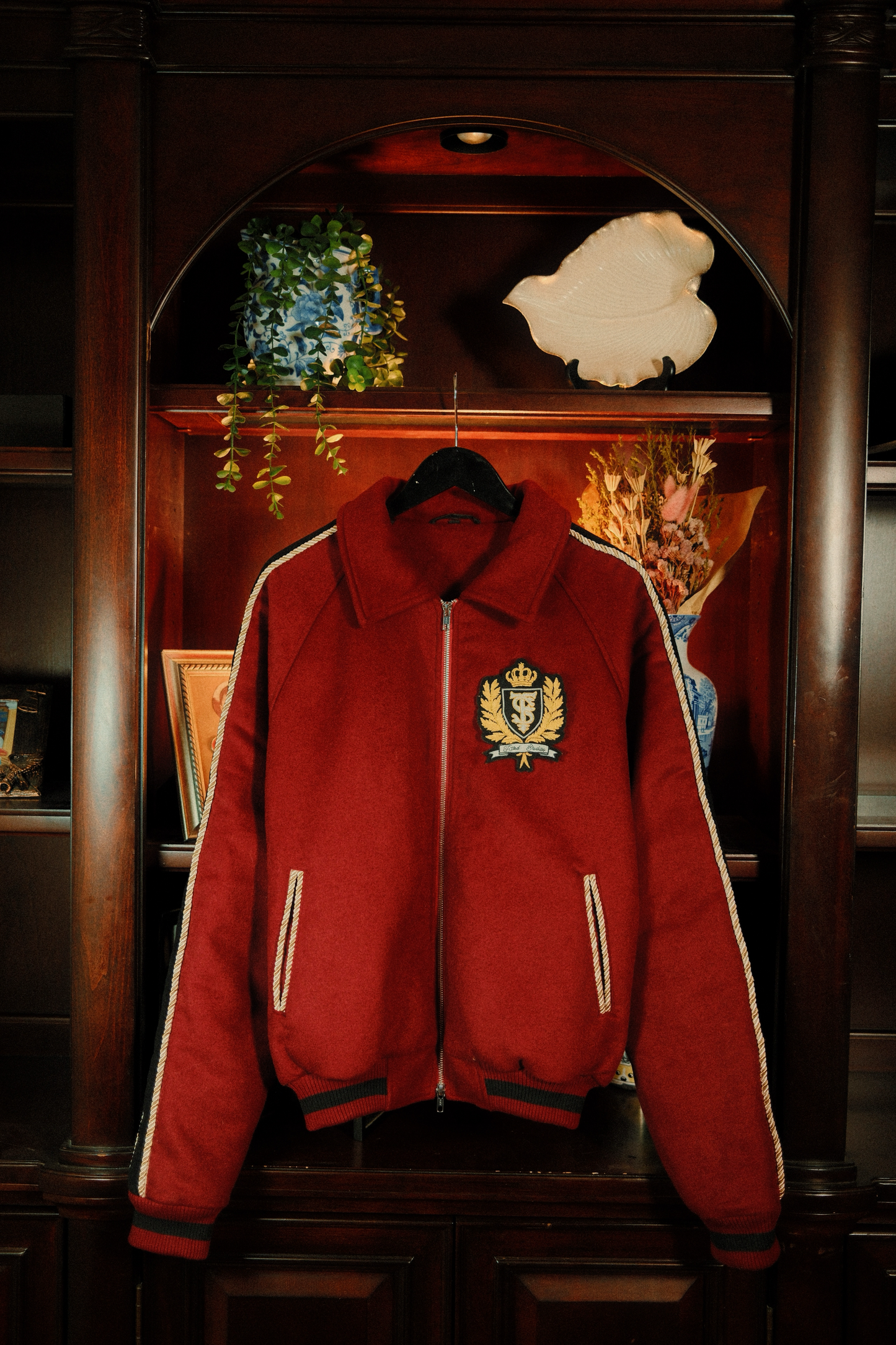 Grandeur Varsity Jacket | Crimson